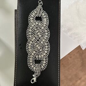 Stella & Dot Intricate Silver Chain Bracelet